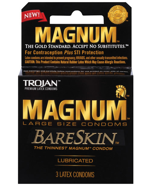 Trojan Magnum Bareskin Condoms - Pack Of 3 - LUST Depot