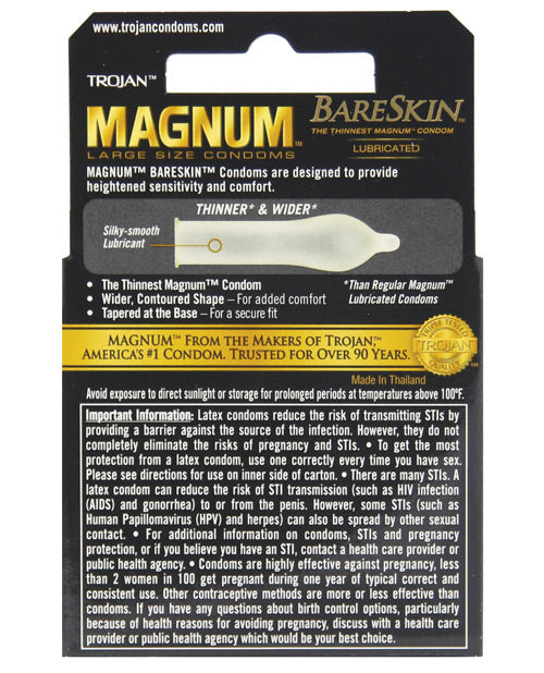 Trojan Magnum Bareskin Condoms - Pack Of 3 - LUST Depot