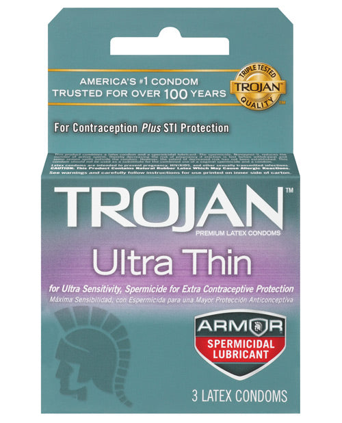 Trojan Ultra Thin Armor Spermicidal - Box Of 3 - LUST Depot