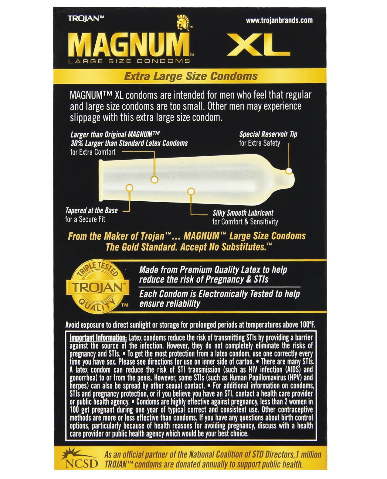 Trojan Magnum Xl Lubricated Condom - Box Of 12 - LUST Depot