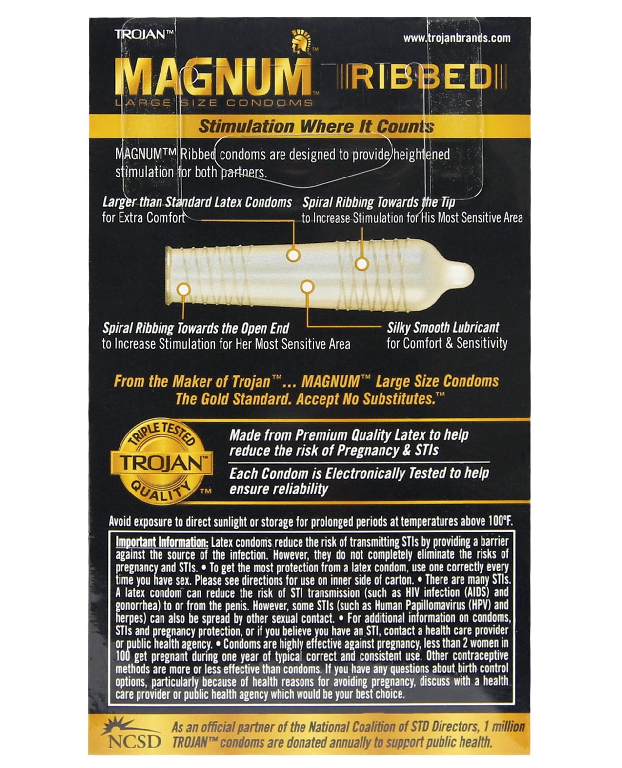 Trojan Magnum Ribbed Condoms - Box Of 12 - LUST Depot