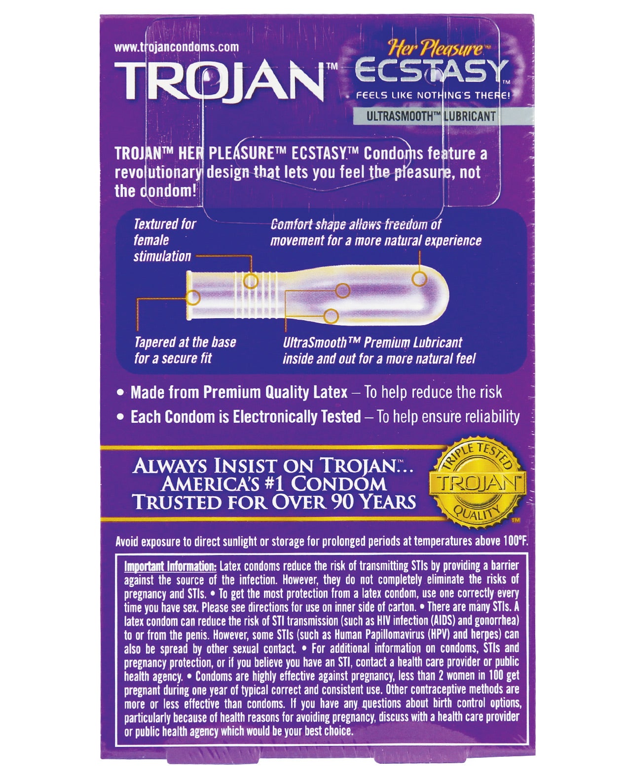 Trojan Her Pleasure Ecstasy Condoms - Box Of 10 - LUST Depot