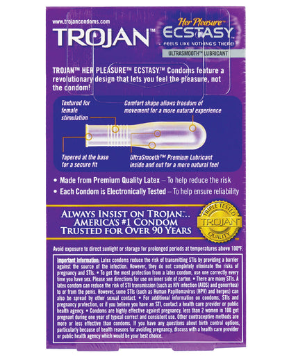 Trojan Her Pleasure Ecstasy Condoms - Box Of 10 - LUST Depot