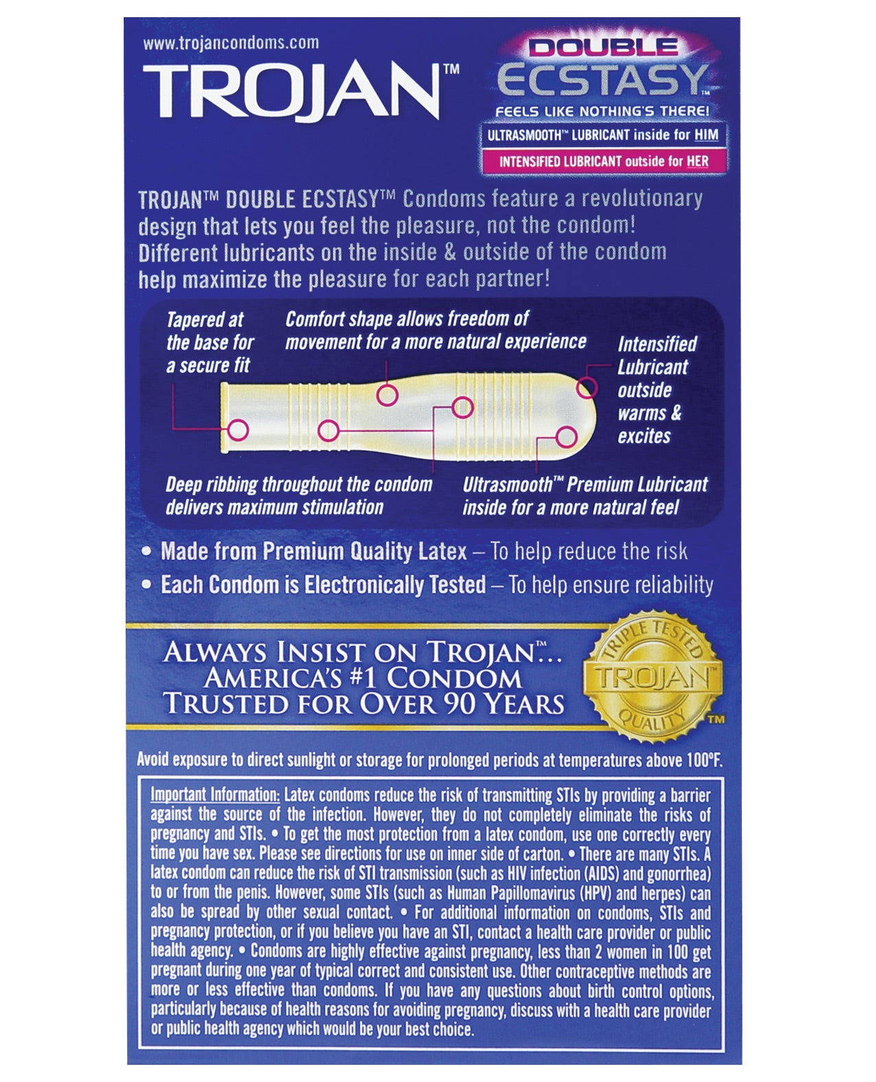 Trojan Double Ecstasy Condoms - Box Of 10 - LUST Depot