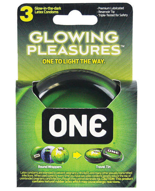 One Glowing Pleasures Condoms - Box Of 3 - LUST Depot