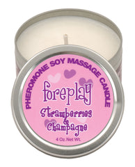 Foreplay Pheromone Soy Massage Candle - 4 Oz Strawberries & Champagne