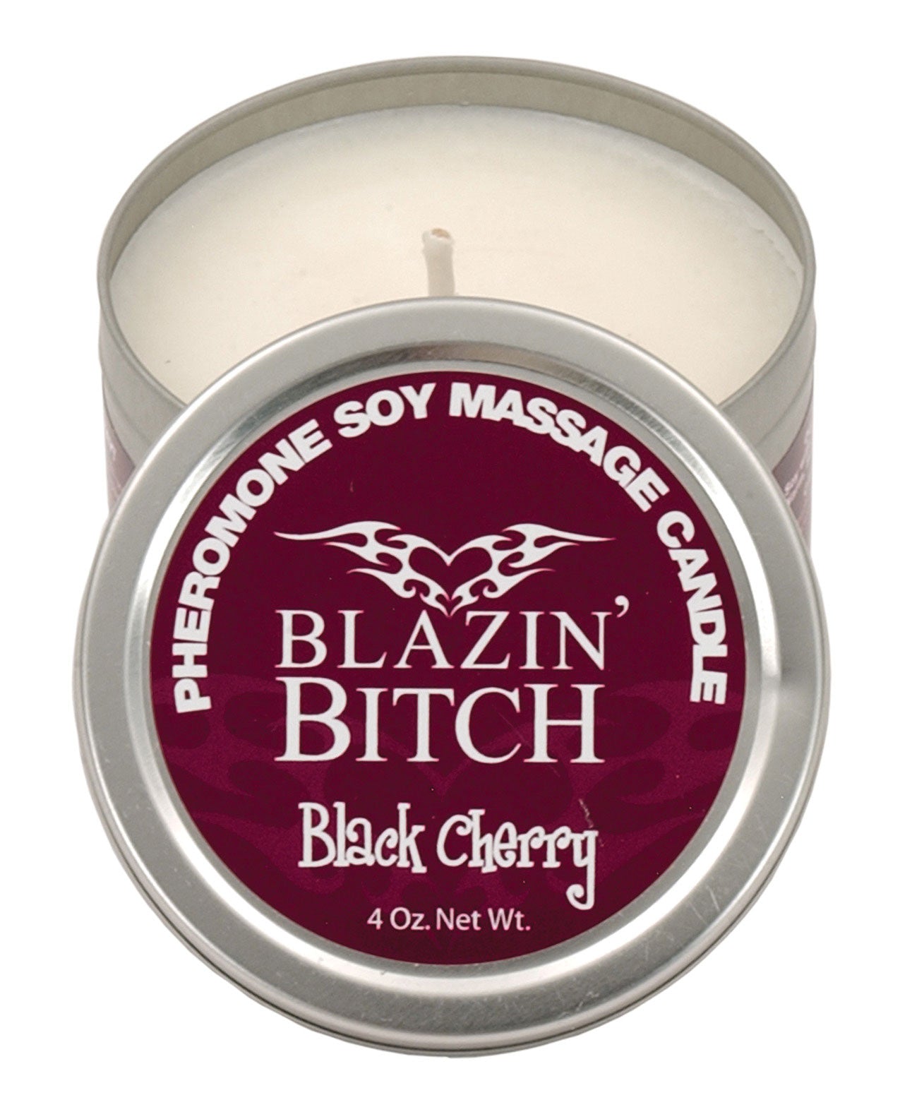 Blazin' Bitch Pheromone Soy Massage Candle - 4 Oz Black Cherry - LUST Depot