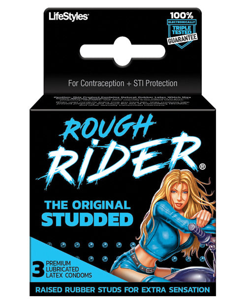 Lifestyles Rough Rider Studded Condom Pack - Pack Of 3 - LUST Depot