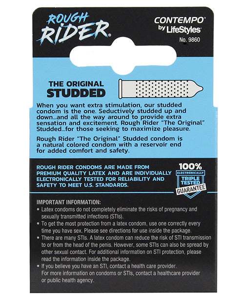 Lifestyles Rough Rider Studded Condom Pack - Pack Of 3 - LUST Depot