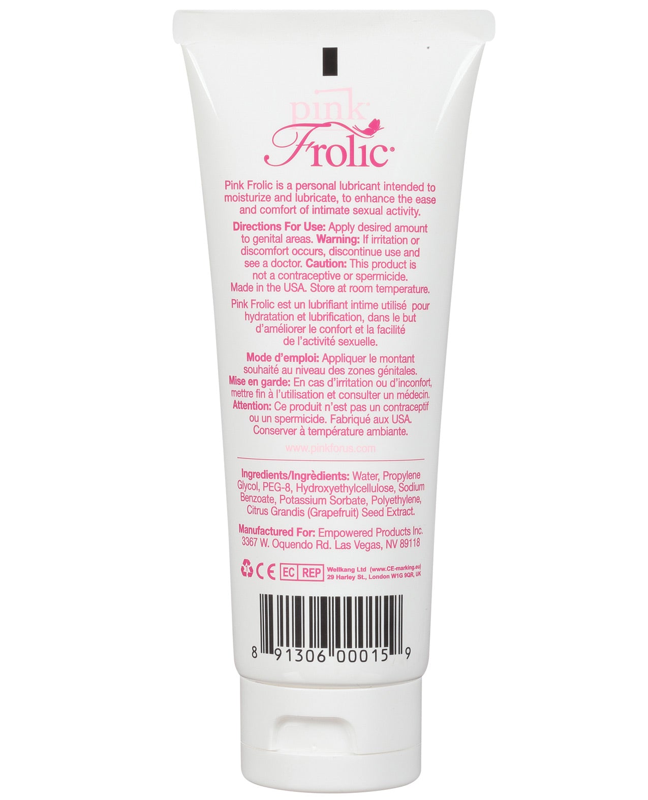 Pink Frolic Gel Lubricant - 3.3 Oz Flip Top Tube - LUST Depot