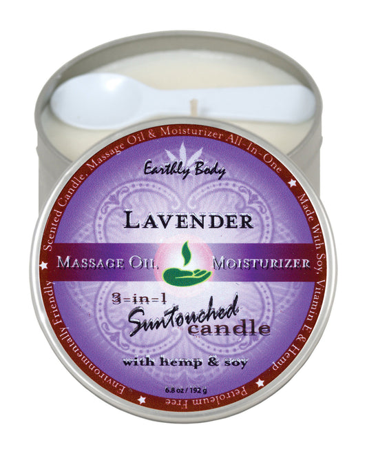 Earthly Body Suntouched Hemp Candle - 6 Oz Round Tin Lavender - LUST Depot