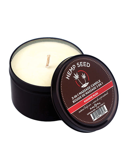 Earthly Body Suntouched Hemp Candle - 6 Oz Round Tin Kashmir Musk - LUST Depot