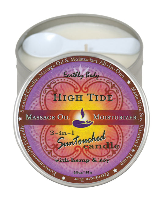 Earthly Body Suntouched Hemp Candle - 6 Oz Round Tin High Tide - LUST Depot