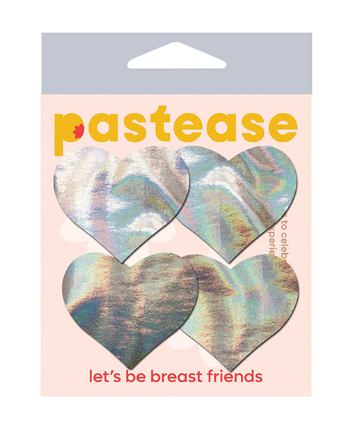 Pastease Premium Petites Holographic Heart - Silver O/s Pack Of 2 Pair - LUST Depot