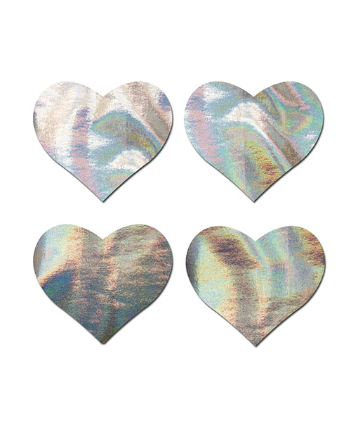 Pastease Premium Petites Holographic Heart - Silver O/s Pack Of 2 Pair - LUST Depot