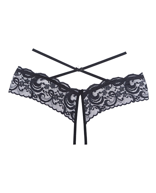 Adore Dare Me Cross Waist Open Lace Panty Black O/s - LUST Depot