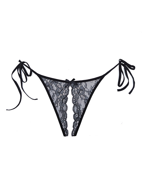 Adore Sugar Tie Side Open Lace Panty Black O/s - LUST Depot