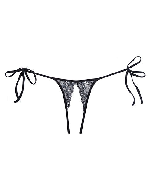 Adore Sugar Tie Side Open Lace Panty Black O/s - LUST Depot