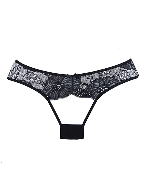 Adore Kiss Mesh & Lace Open Panty Black O/s - LUST Depot