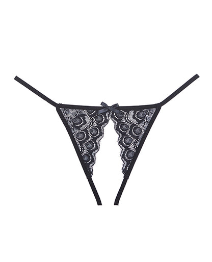 Adore Luv Web Strappy Open Front Panty Black O/s - LUST Depot