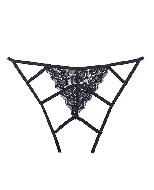 Adore Luv Web Strappy Open Front Panty Black O/s - LUST Depot