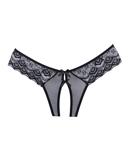 Adore Foreplay Lace & Mesh Front Open Panty Black O/s - LUST Depot