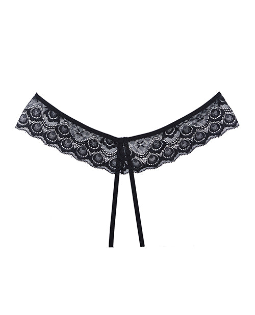 Adore Foreplay Lace & Mesh Front Open Panty Black O/s - LUST Depot