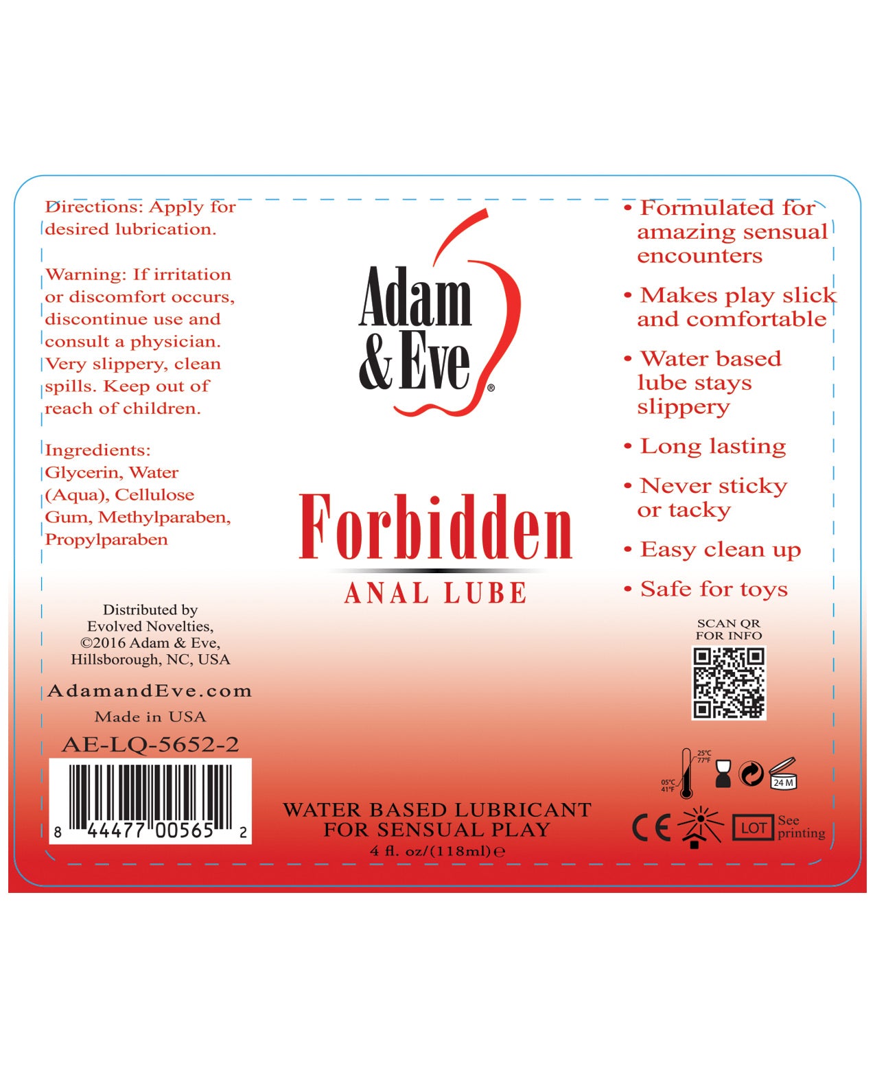 Adam & Eve Forbidden Anal Water Based Lube - 4oz - LUST Depot