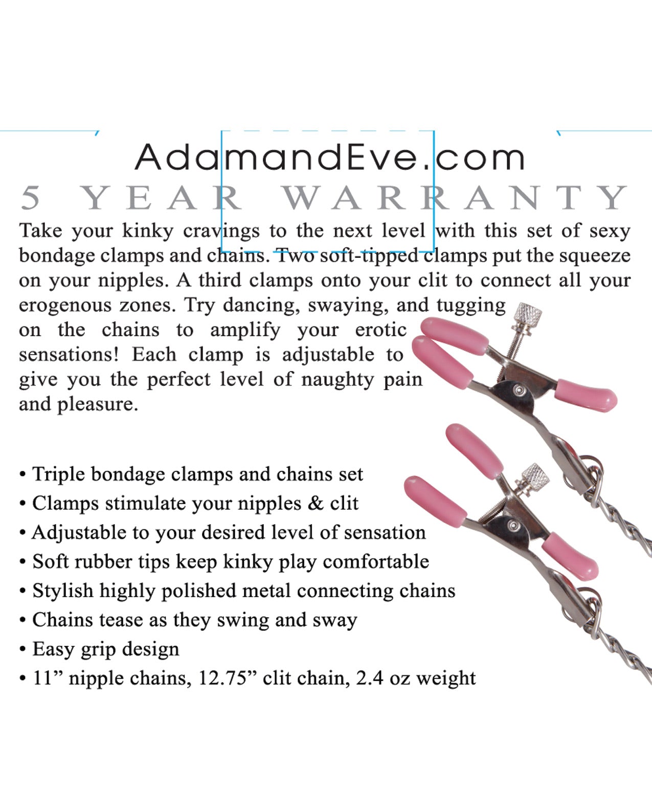 Adam & Eve Chain Me Up Kink Clamps - LUST Depot