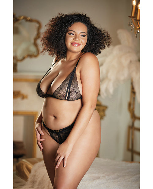 Allure Lace Peek A Boo Bralette & Panty Black Qn - LUST Depot