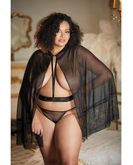 Allure Lace & Mesh Cape W-attached Waist Belt (g-string Not Included) Black Qn