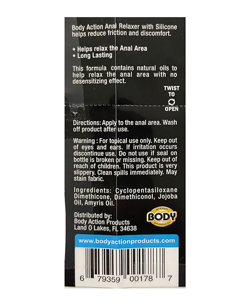 Body Action Anal Relaxer Silicone Lubricant - .5 Oz - LUST Depot