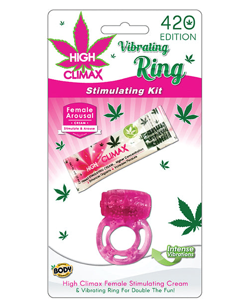 High Climax Vibrating Ring Stimulating Kit W-hemp Seed Oil - Pink - LUST Depot