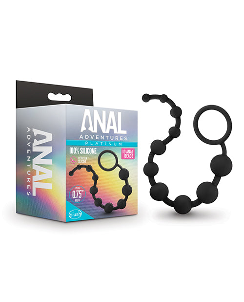 Blush Anal Adventures Platinum Silicone 10 Anal  Beads - Black - LUST Depot