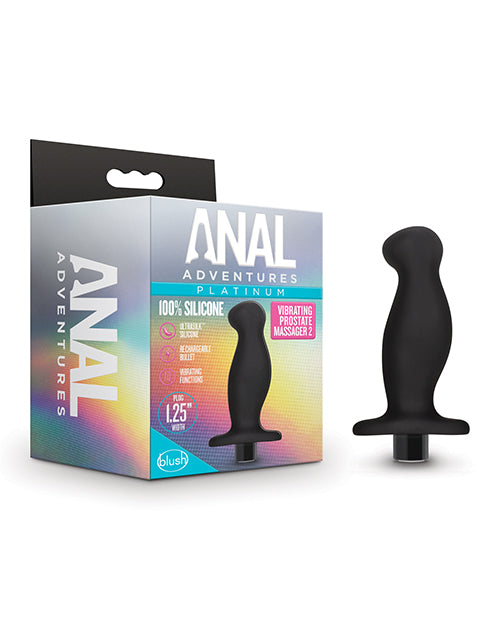 Blush Anal Adventures Platinum Silicone Vibrating Prostate Massager 02 -black - LUST Depot