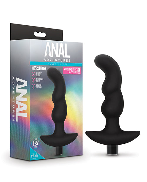 Blush Anal Adventures Platinum Silicone Vibrating Prostate Massager 03 - Black - LUST Depot