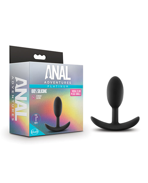 Blush Anal Adventures Platinum Silicone Vibra Slim Plug Small - Black - LUST Depot