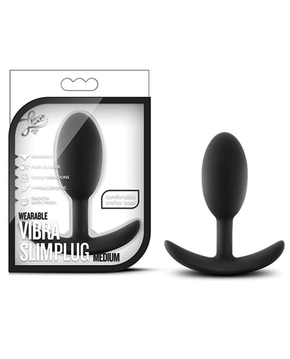 Blush Luxe Wearable Vibra Slim Plug Medium - Black - LUST Depot