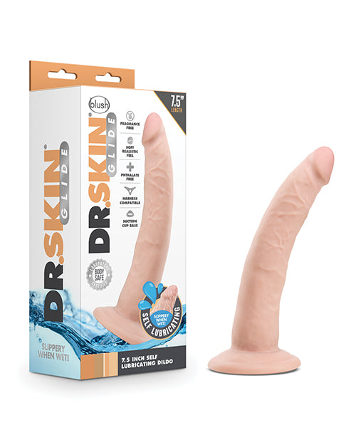 Blush Dr. Skin Glide 7.5" Self Lubricating Dildo - Vanilla - LUST Depot