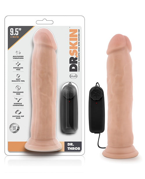 Blush Dr. Skin Dr. Throb 9.5" Cock W-suction Cup - Vanilla - LUST Depot