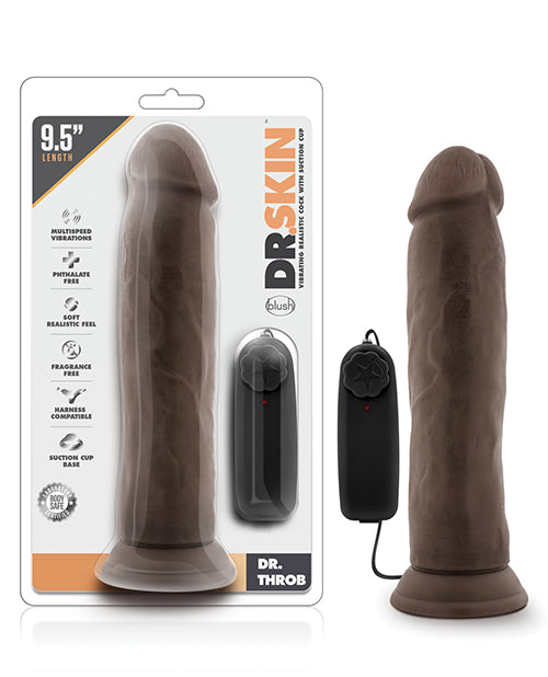 Blush Dr. Skin Dr. Throb 9.5" Cock W-suction Cup - Chocolate - LUST Depot