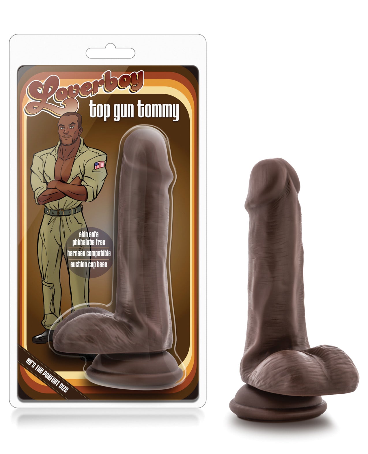 Blush Loverboy Top Gun Tommy 6" Realistic Cock - Chocolate - LUST Depot