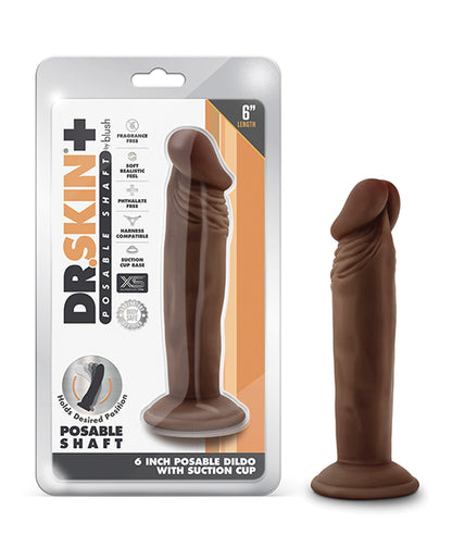 Blush Dr. Skin Plus 6" Posable Dildo - Chocolate - LUST Depot