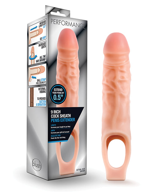 Blush Performance 9" Cock Sheath Penis Extender - Flesh - LUST Depot