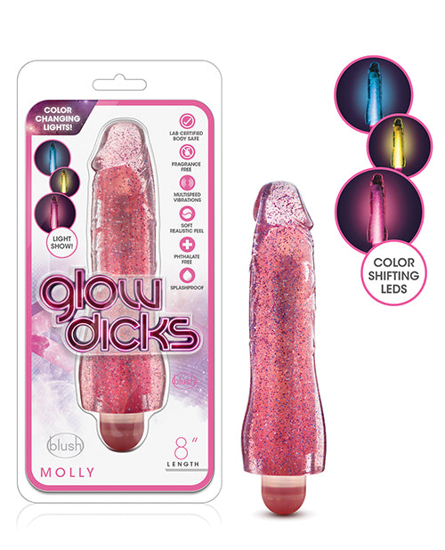 Blush Glow Dicks Glitter Vibrator Molly - Pink - LUST Depot