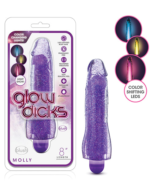 Blush Glow Dicks Glitter Vibrator Molly - Purple - LUST Depot