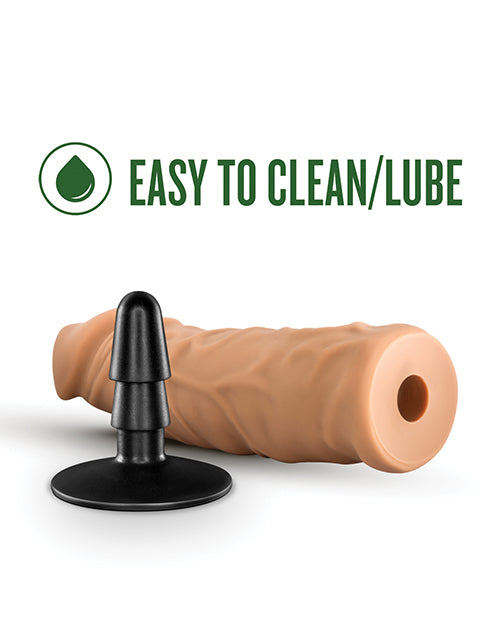 Blush Lock On 8" Argonite Dildo W-suction Cup Adapter - Mocha - LUST Depot