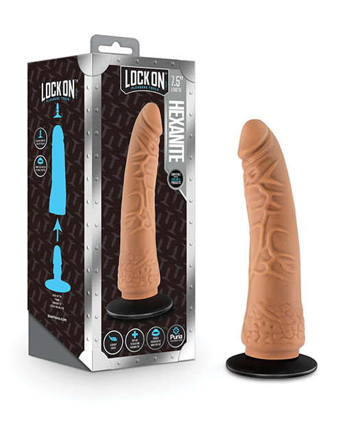 Blush Lock On 7.5" Hexanite Dildo W-suction Cup Adapter - Mocha - LUST Depot