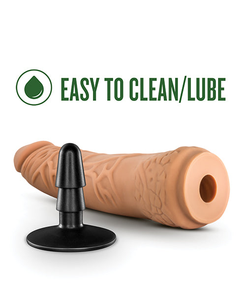 Blush Lock On 7.5" Hexanite Dildo W-suction Cup Adapter - Mocha - LUST Depot