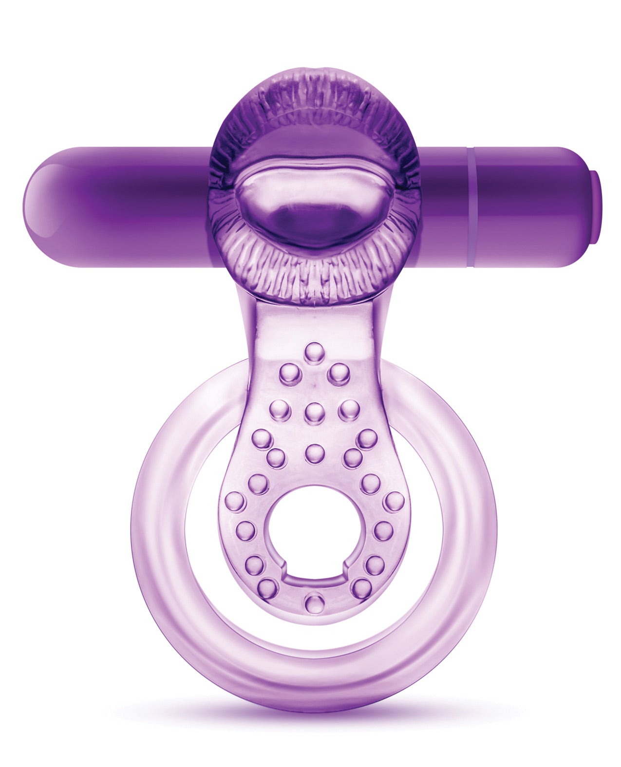 Blush Play With Me Lick It Vibrating Double Strap Cockring - Purple - LUST Depot